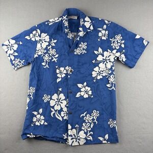 Pacific Legend Vintage Hawaiian Shirt Blue Floral USA Men's Small